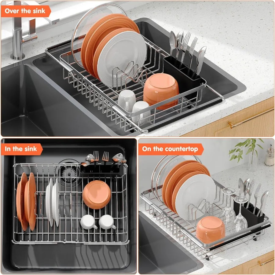 Dish Rack Sink Expandable Stainless Steel
