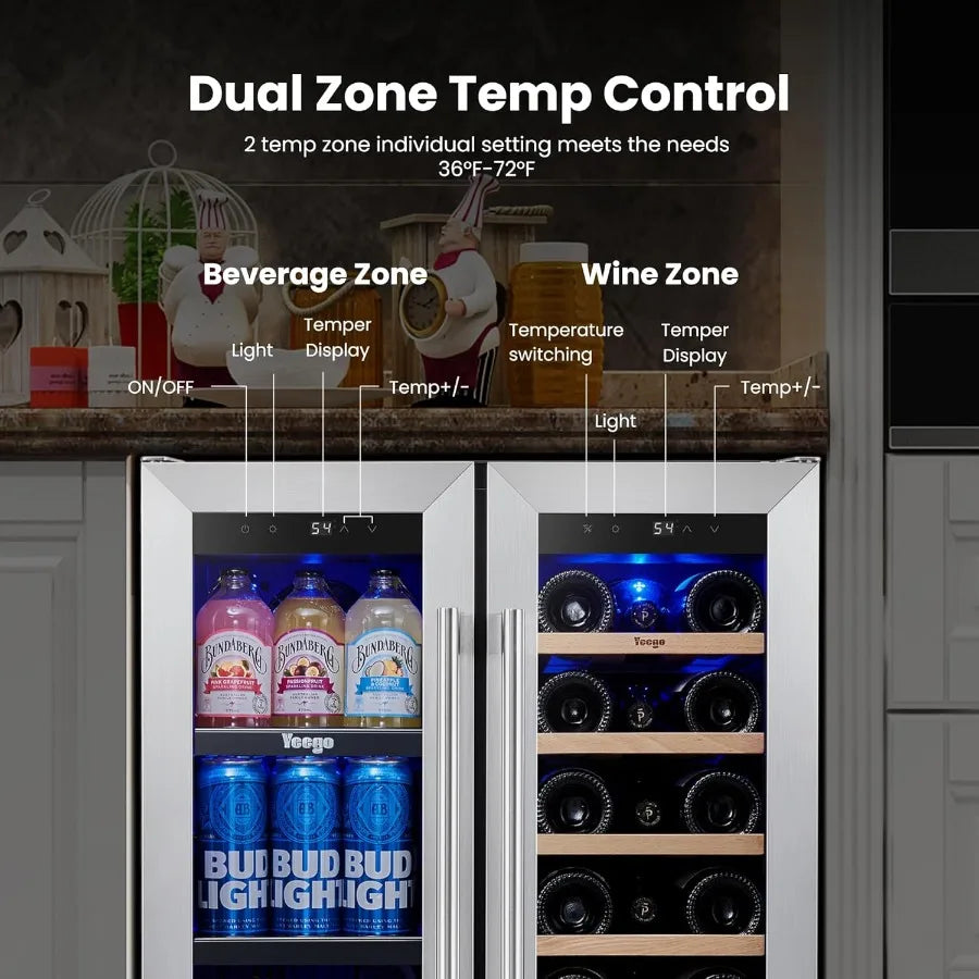 24" Dual Zone Wine/Beverage Refrigerator Glass Door
