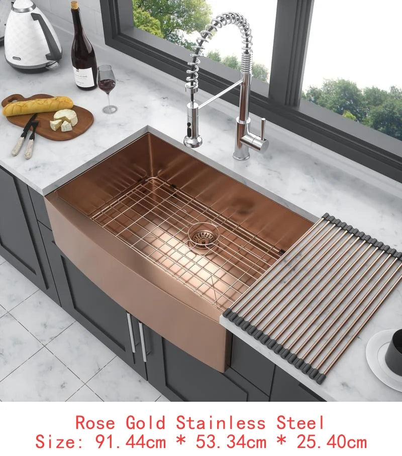 36" Stainless Farmhouse 16 Gauge Apron Front