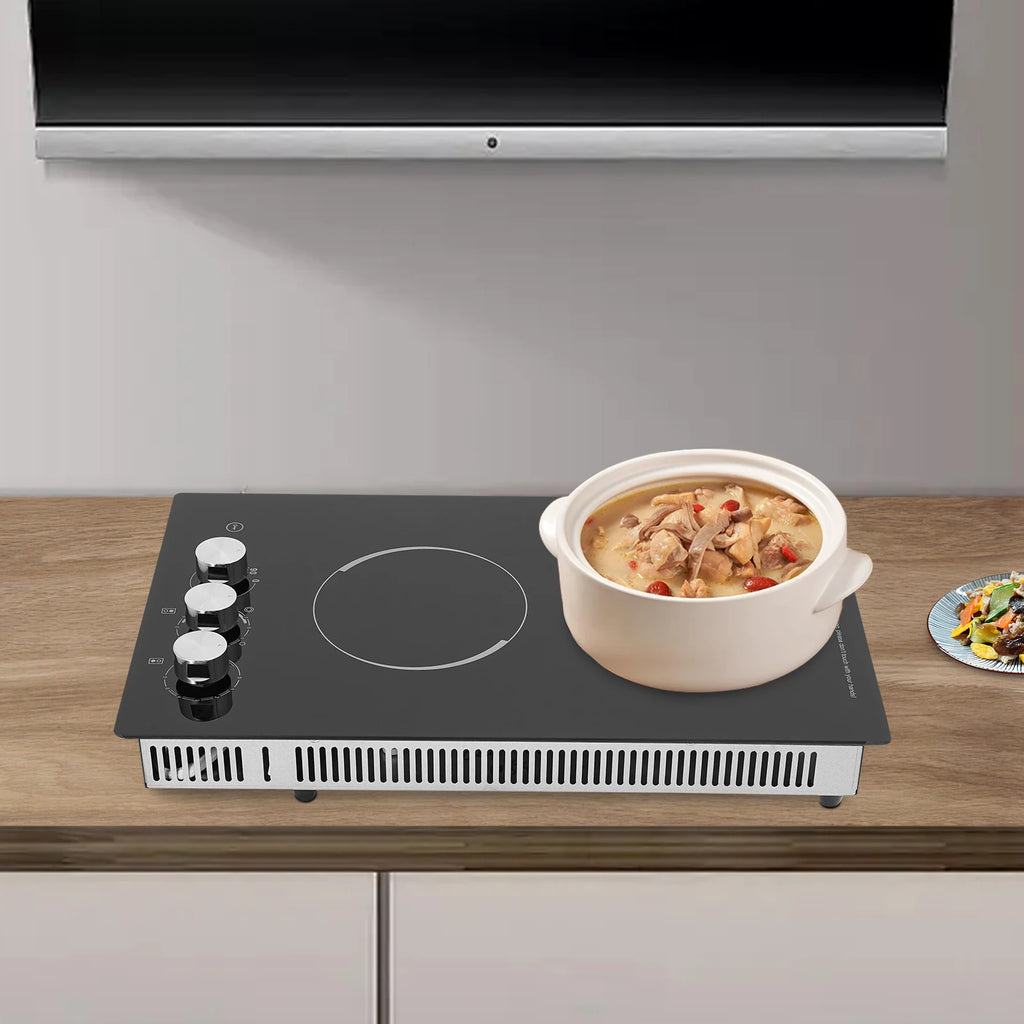2 Burners Electric Microcrystalline Panel Cooktop,110V