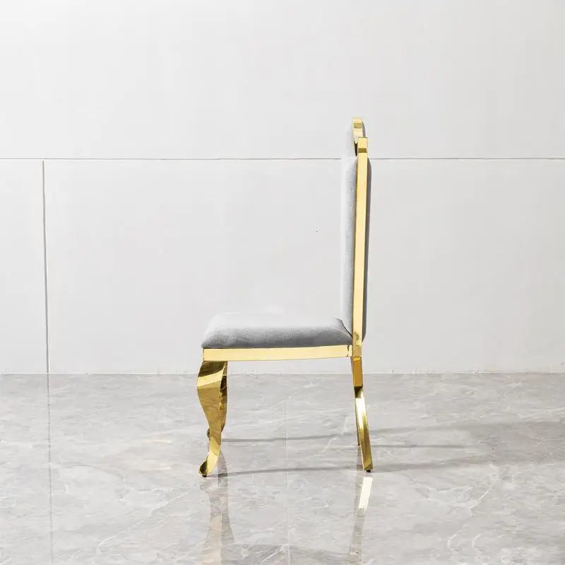 2 High Back Grey Fabric Stainless Steel