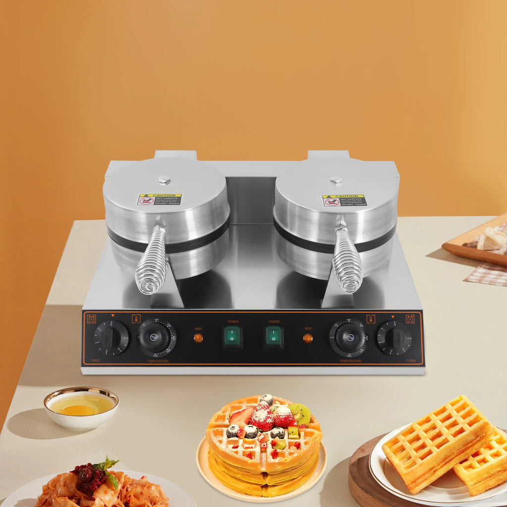 Electric Waffle Maker, Double-headed Stainless Adjustable (122-572°F)
