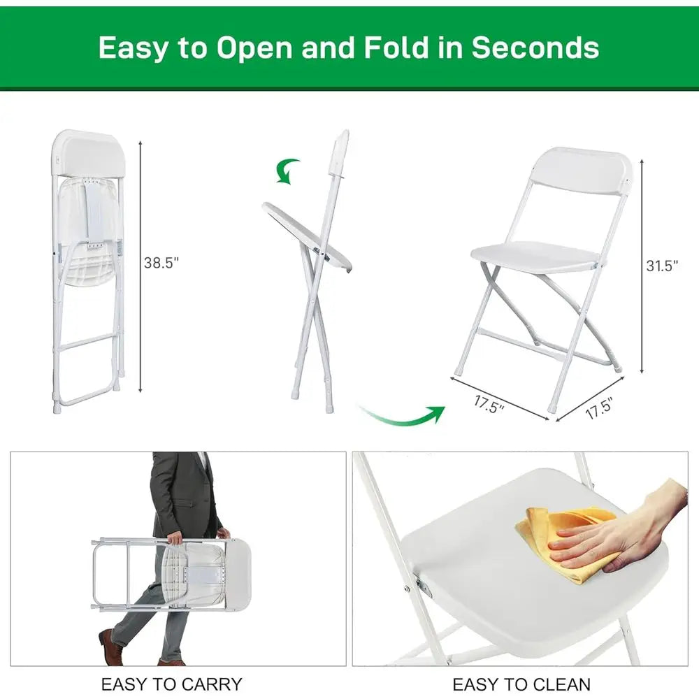 6 Stackable White Folding 350lbs Capacity