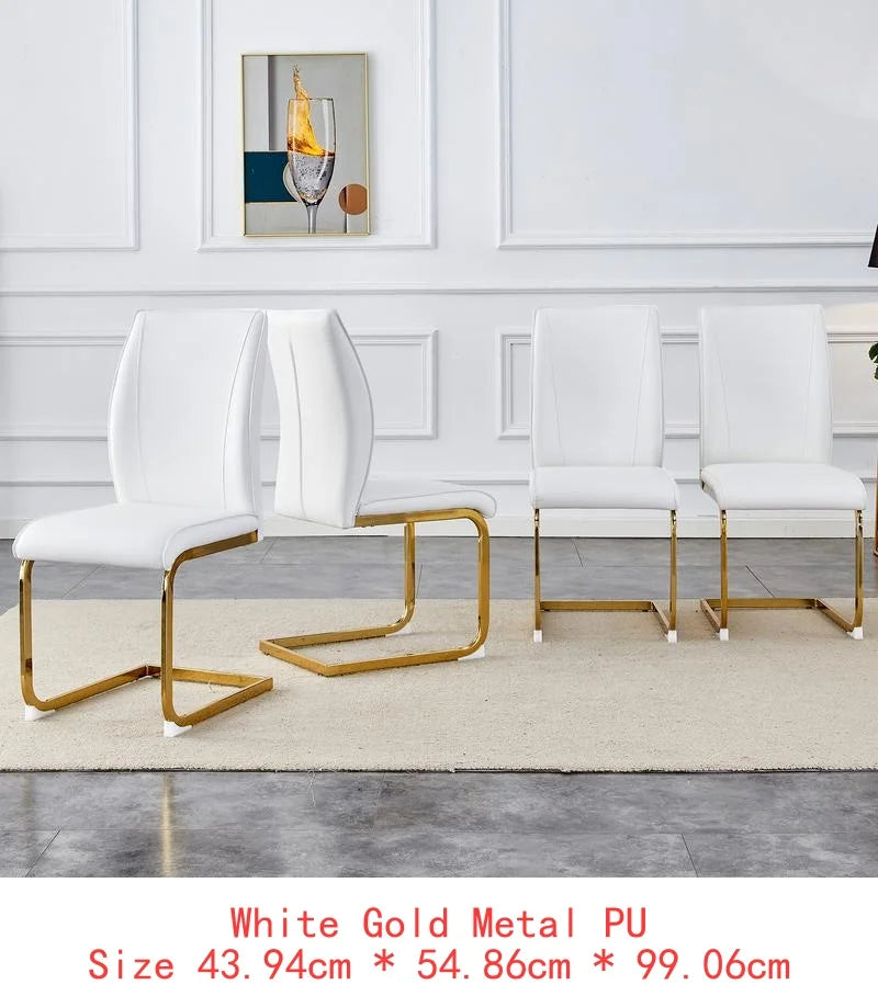 6 Black PU Leather Gold Metal Legs