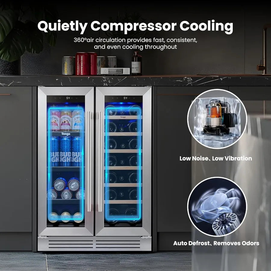 24" Dual Zone Wine/Beverage Refrigerator Glass Door