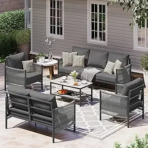 Aluminum Patio Set, HDPE Rope 5-Piece