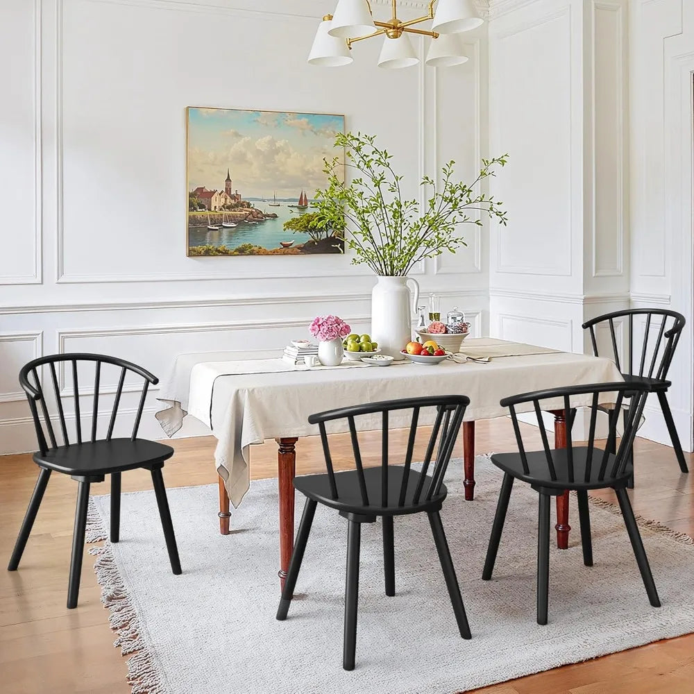 4 Black Farmhouse Semicircular Backrest