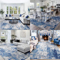 9x12 Washable Abstract Blue/Navy/Gray