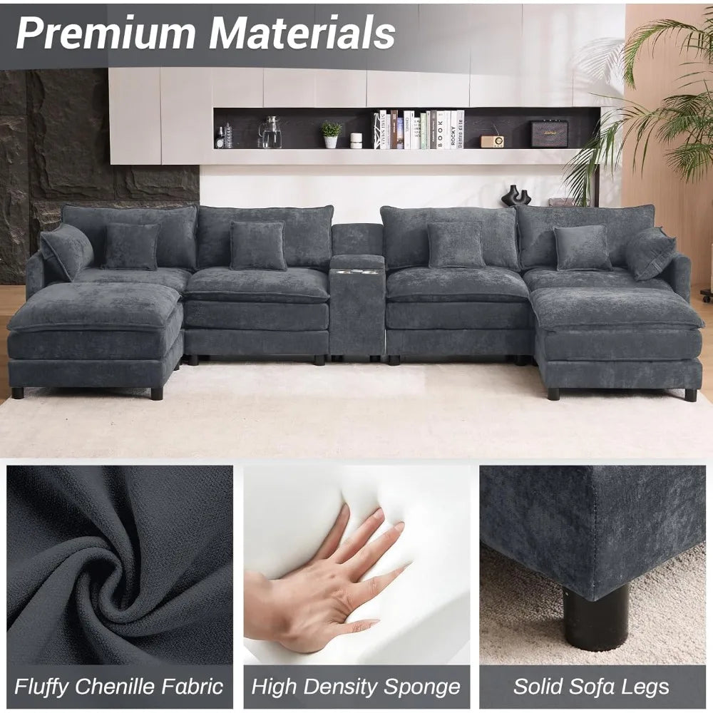 145" Oversized Modular Sectional U-Shaped