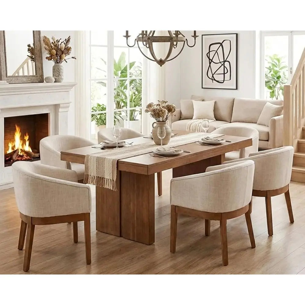 6 Upholstered Linen Barrel