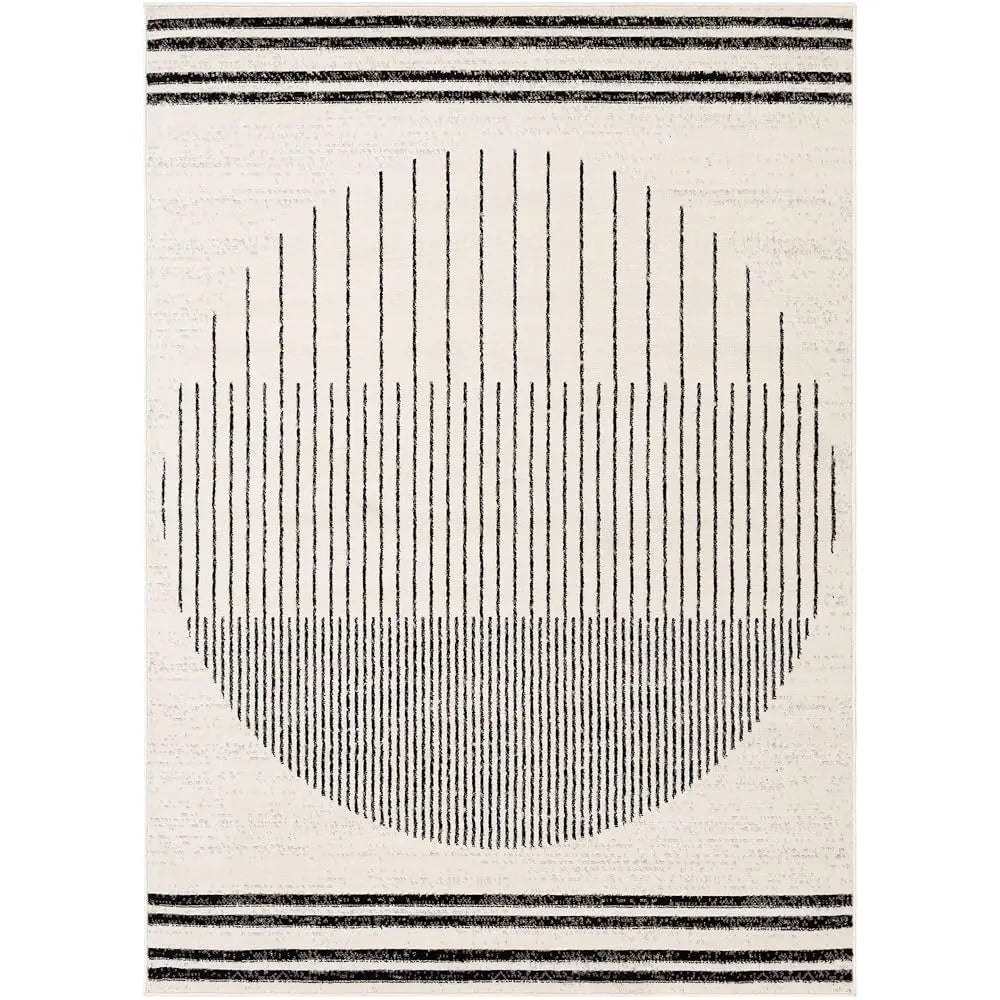 6'&'x7'9" Modern Geometric Black/Ivory