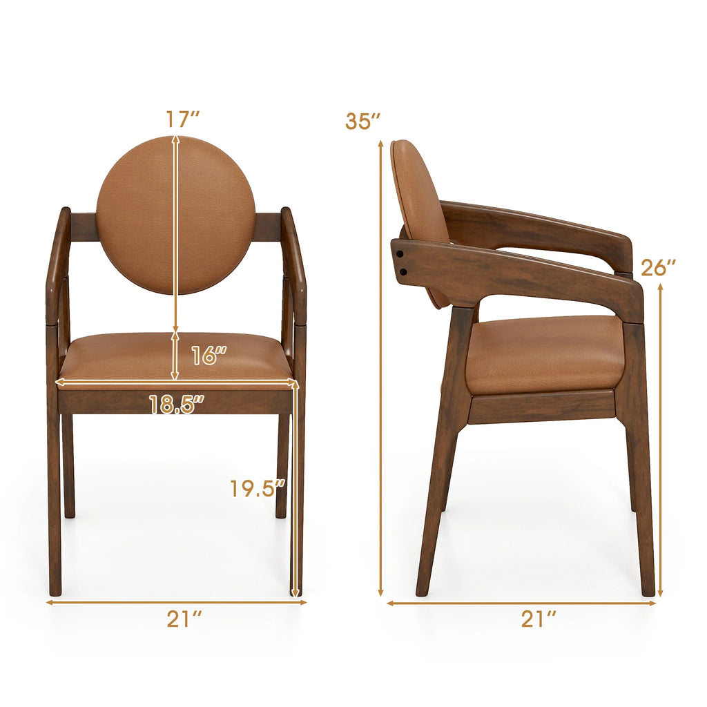 2 Wooden Dining w/Padded Seat & Back