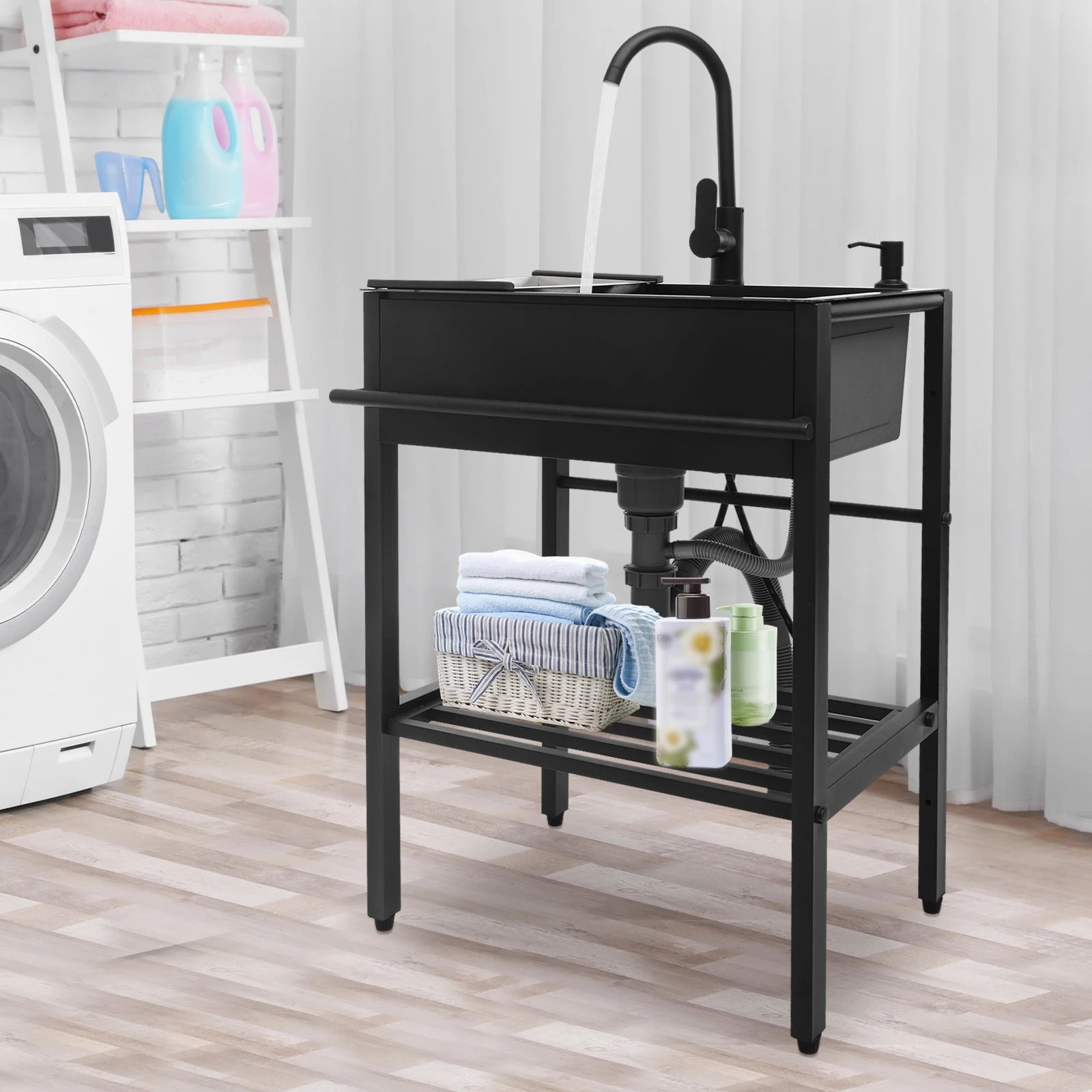 Modern Freestanding Rectangular Stainless Black