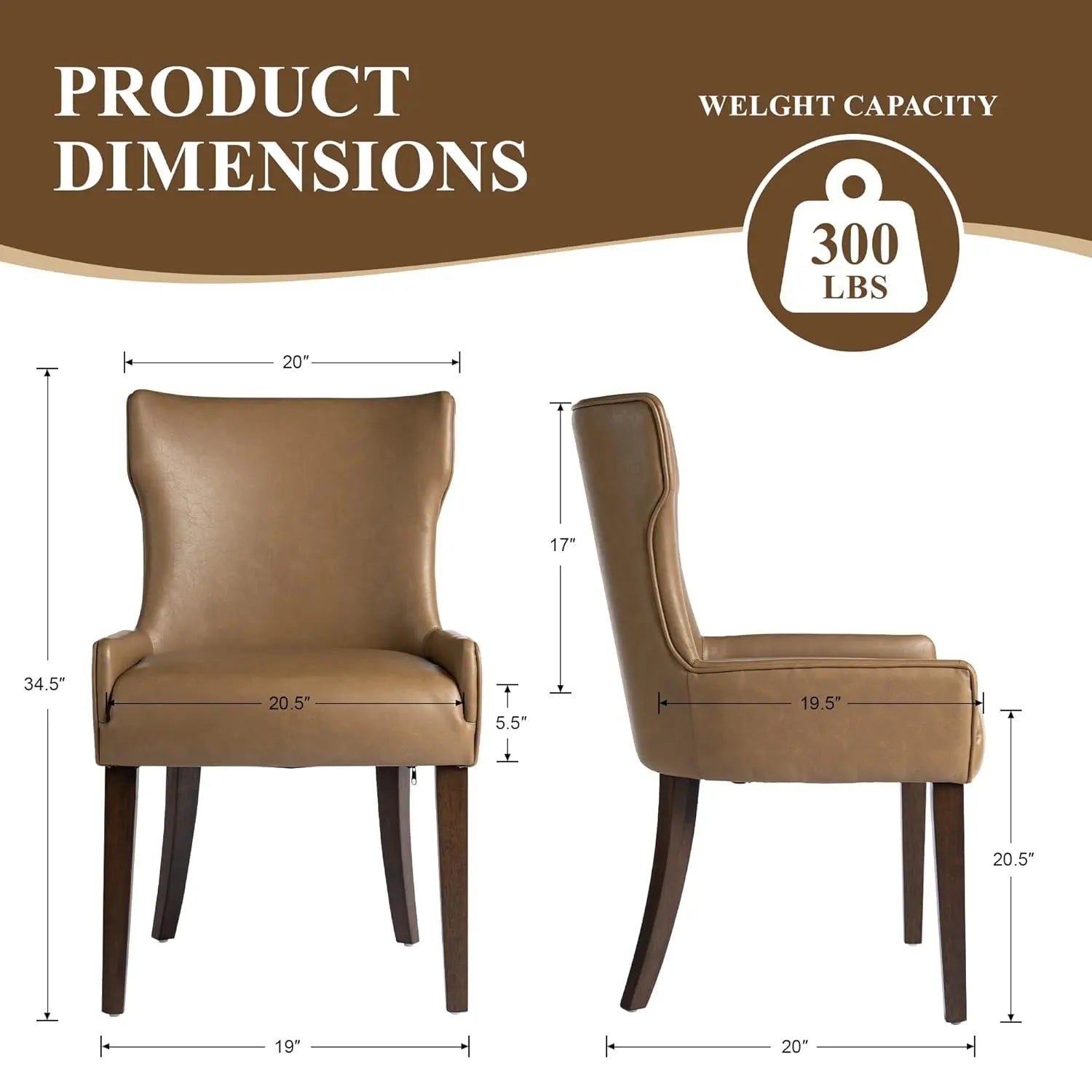 2 Faux Leather Upholstered Wood legs