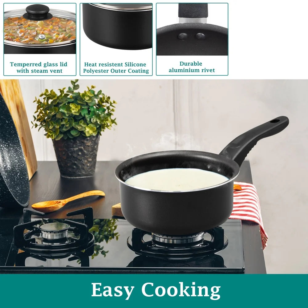 3 Pcs Non-Stick Sauce-Pans 1Qt 2Qt Pots