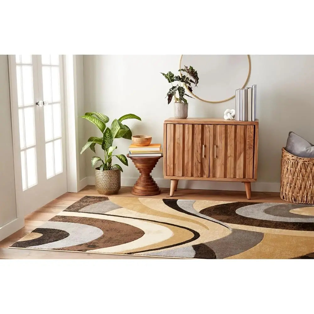 5'2"x7'2" Tribeca Modern Abstract Brown/Gray
