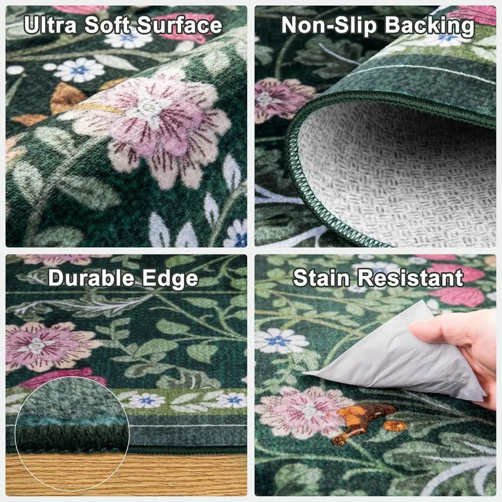 9x12 Vintage Floral Boho Soft Washable