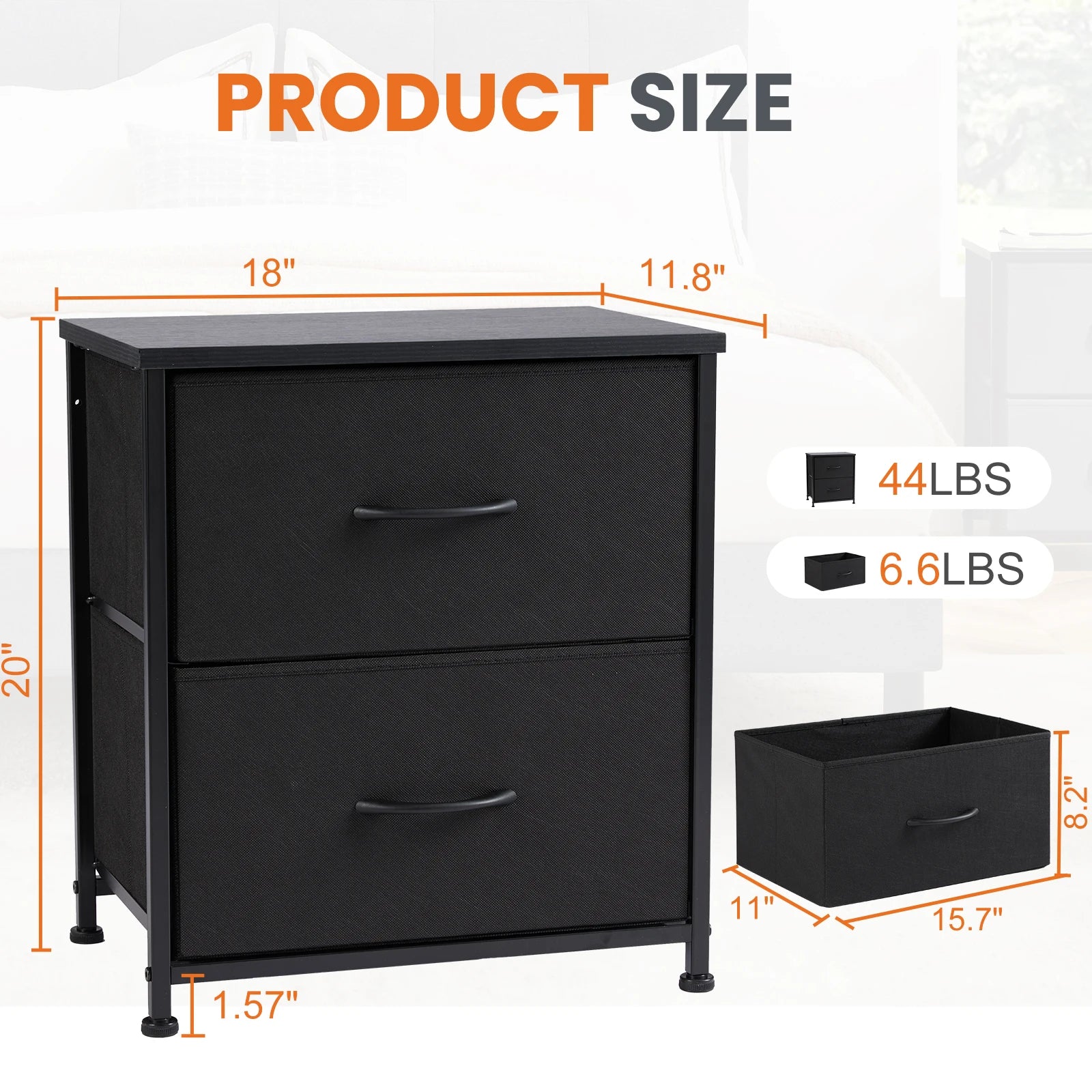 2 Drawer Storage Table