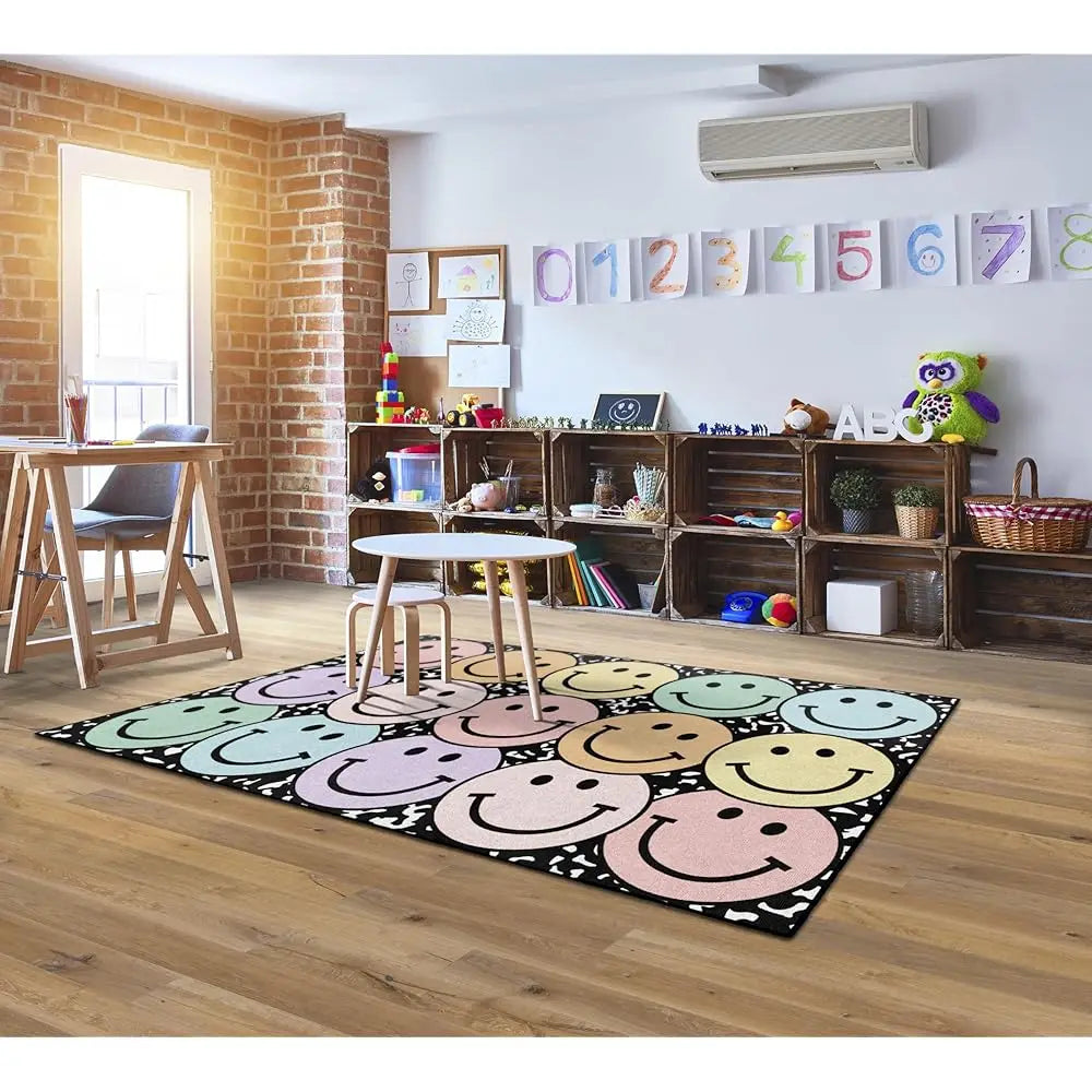 5x7'6" Pastel Rainbow Smileys