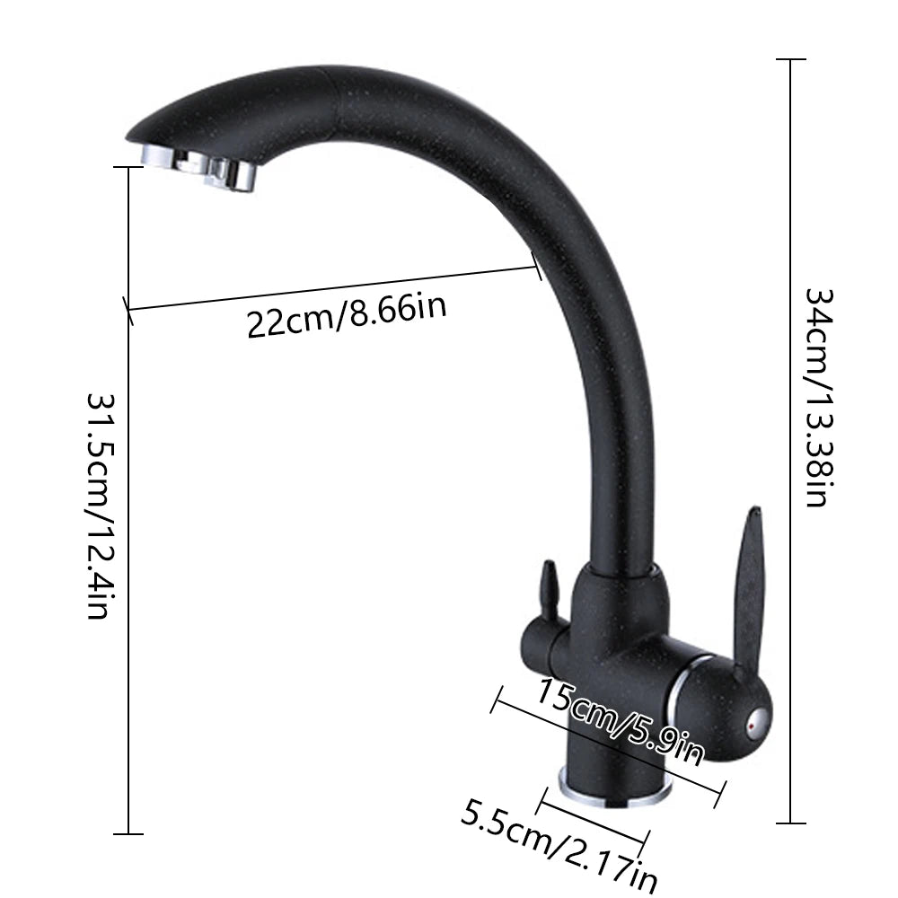 Black Three-Way Mixer Tap
