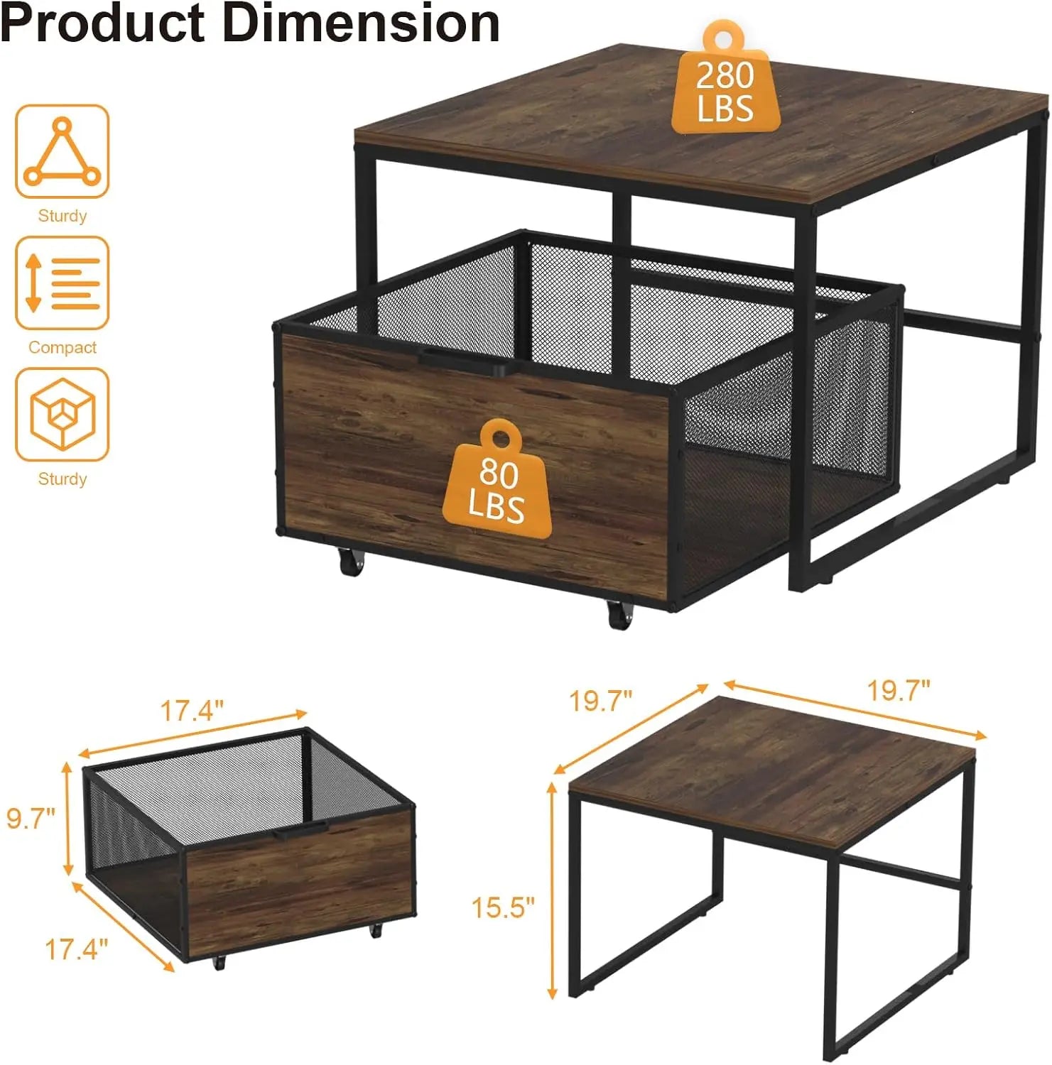 Heavy-Duty Mini Fridge Stand W/Drawer