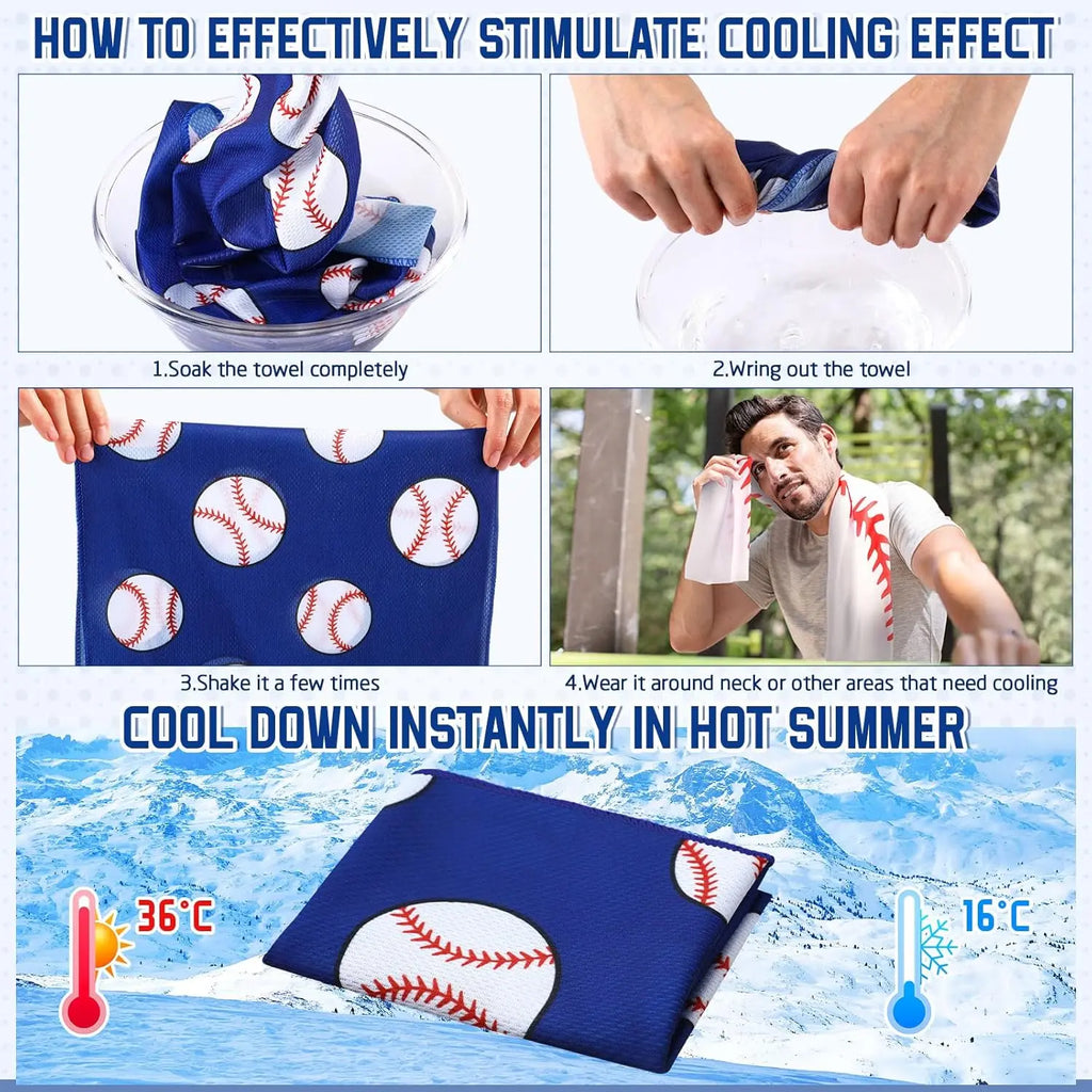 12 Pack Baseball Cooling Towels 40x12