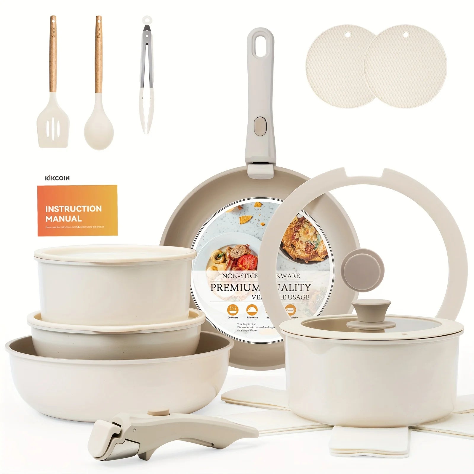 22pcs Pots & Pans Set, Non-stick Ceramic Cookware