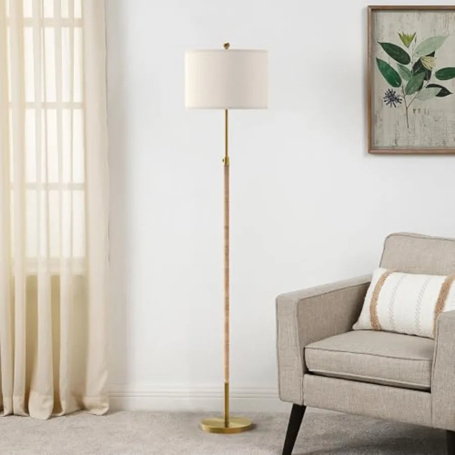 70" Gold Boho Rattan Lamp