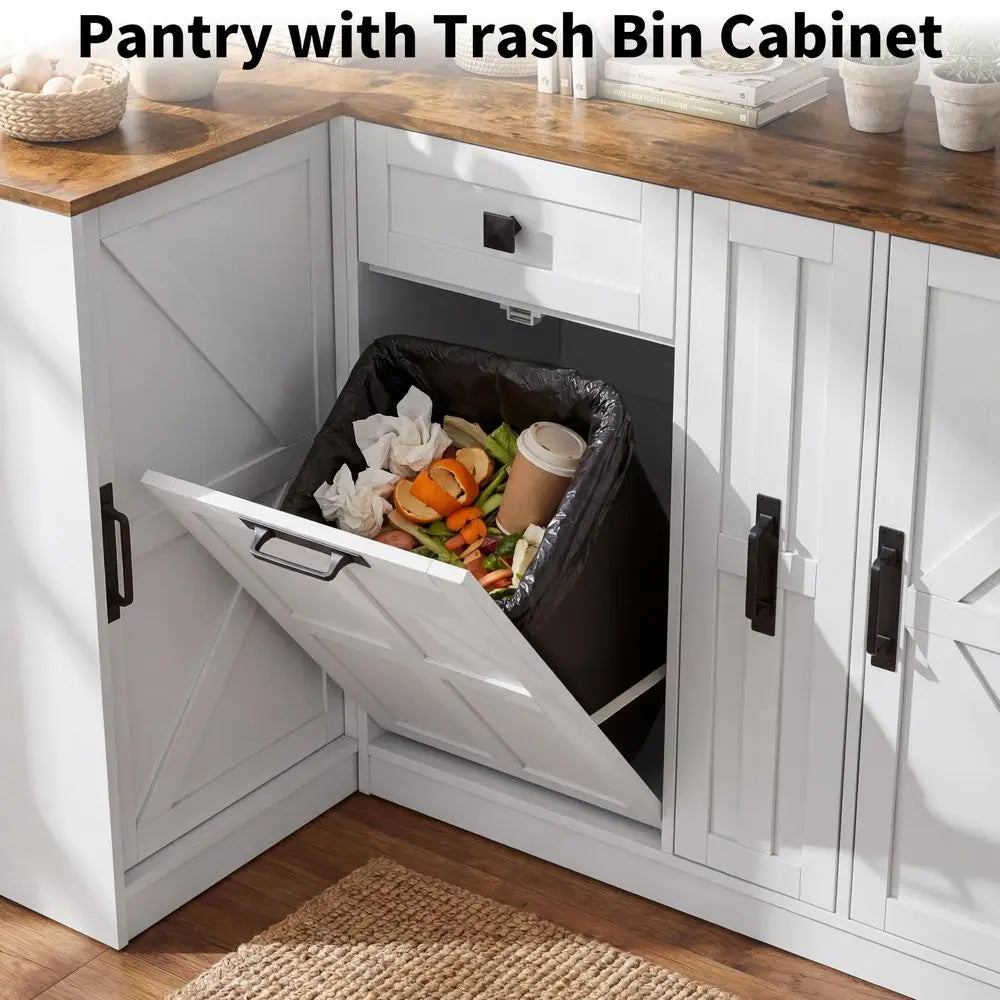 L Shaped Sideboard W/Countertop Hidden Trash