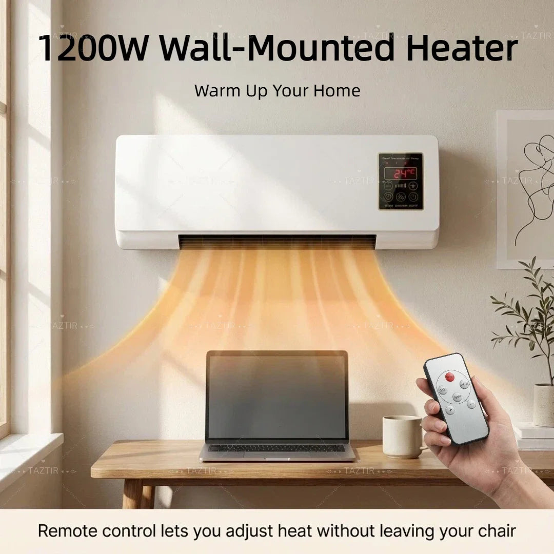 2-in-1 Wall-Mounted Heater 1400W W/6-Hour Timer