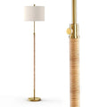 70" Gold Boho Rattan Lamp