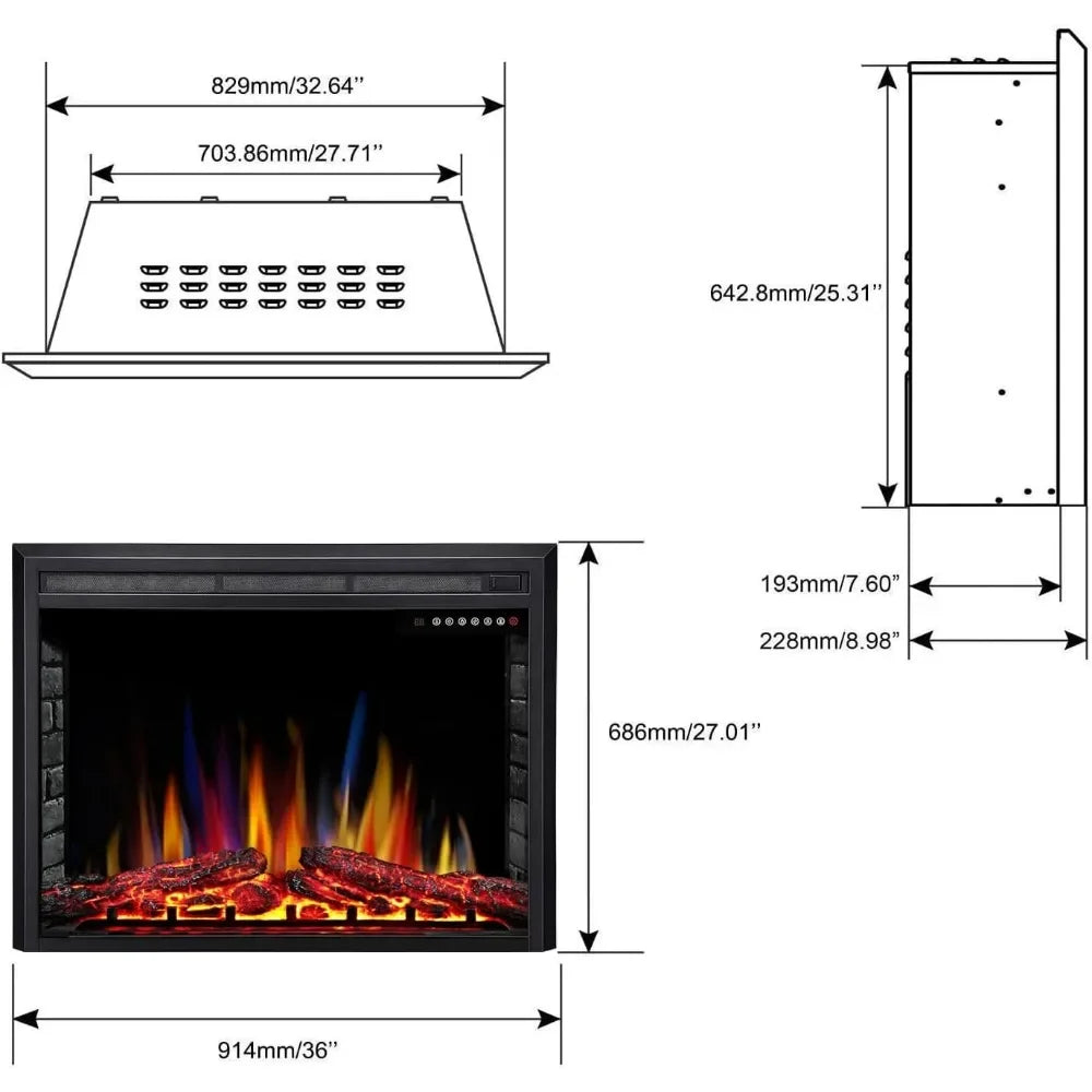 36-inch Electric Fireplace Insert Remote
