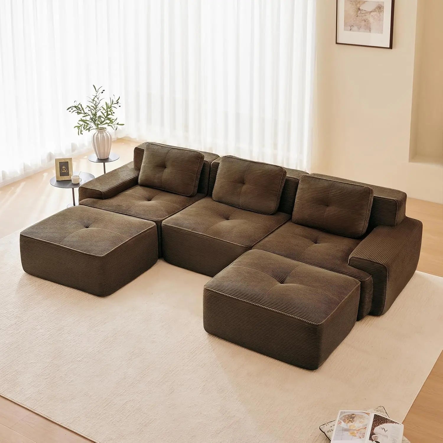 116" Modern Corduroy Cloud Sofa