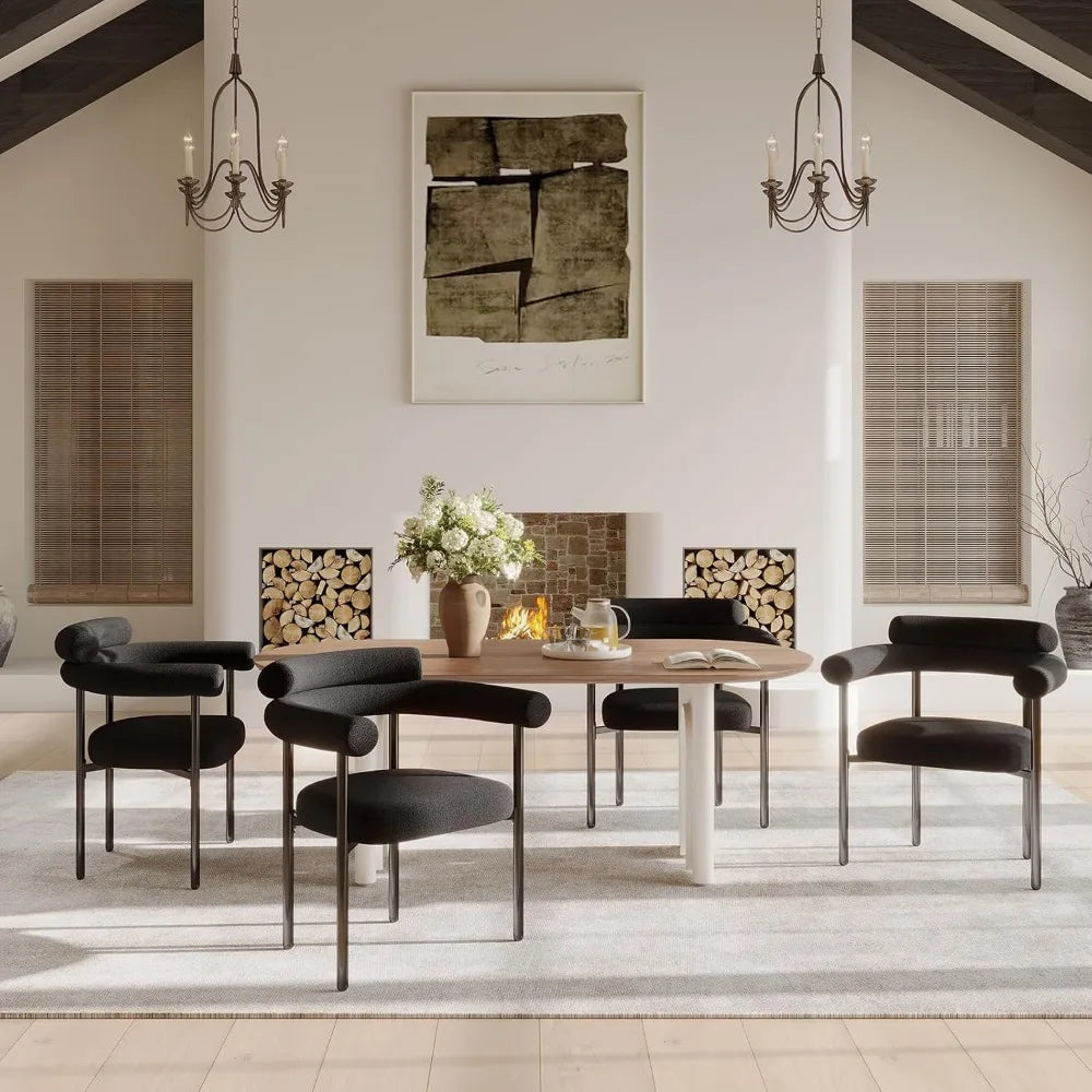 4 Modern Black Boucle Barrel Metal