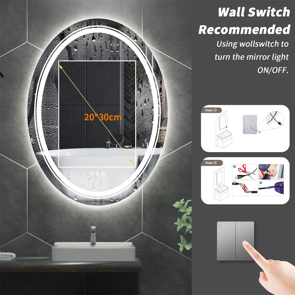 Oval LED Bathroom Mirror Dimmable