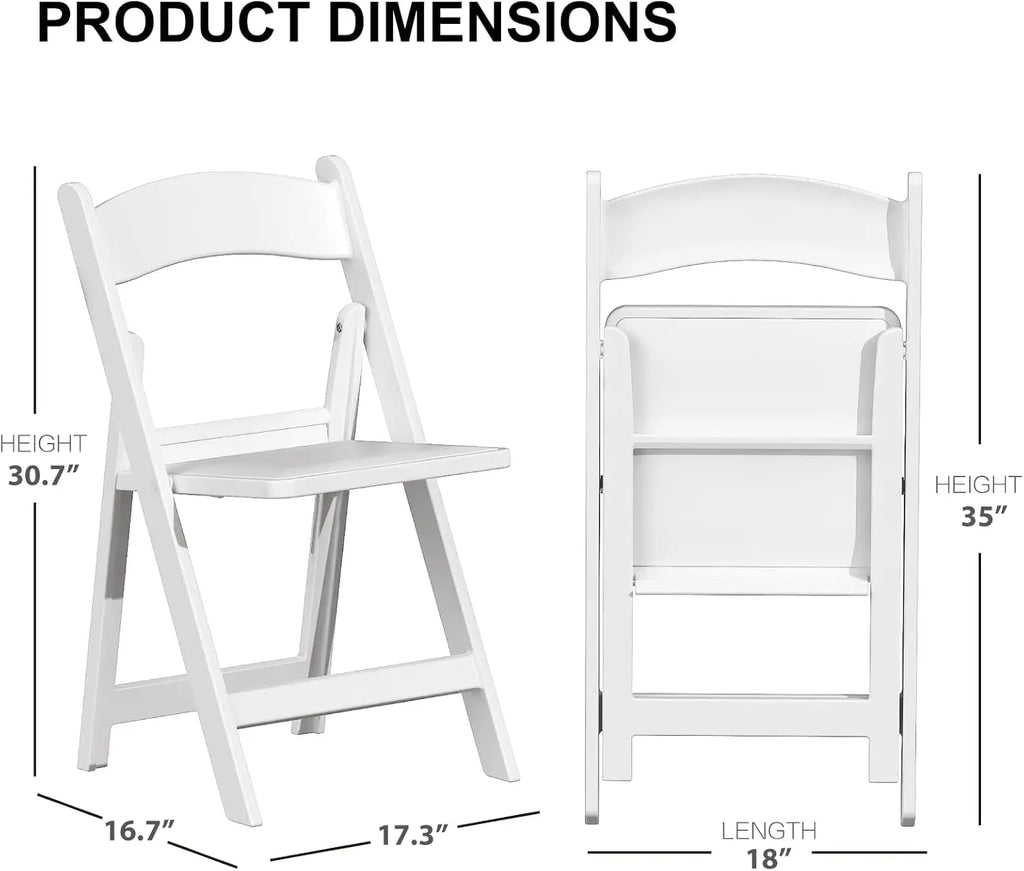 8 White Resin Folding w/Padded Seat