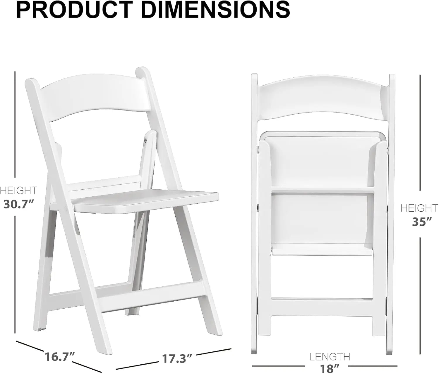 8 White Resin Folding w/Padded Seat