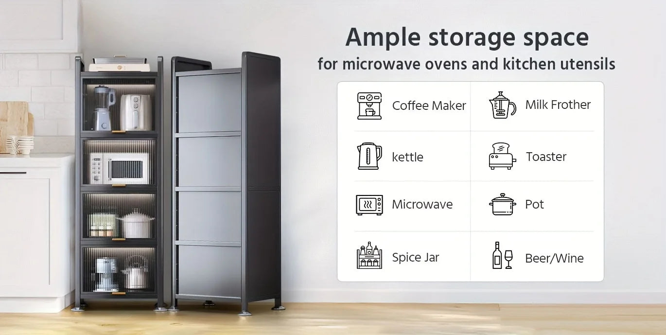 5-Tier Narrow Multifunctional Metal Storage Cabinet