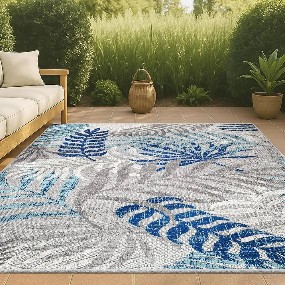 5'3"x7'6" Tropics Palm Leaves Indoor/Outdoor