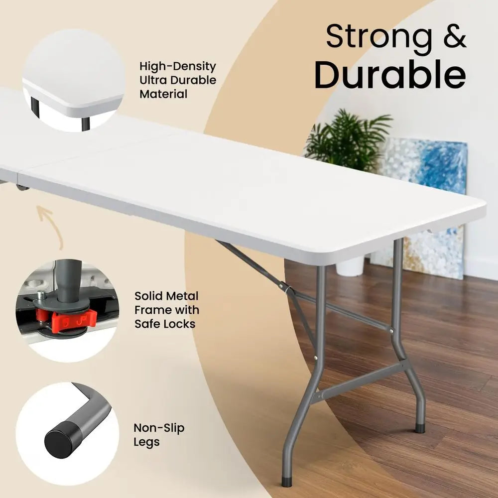 Durable 8-Seat Folding w/Handle & Steel Legs