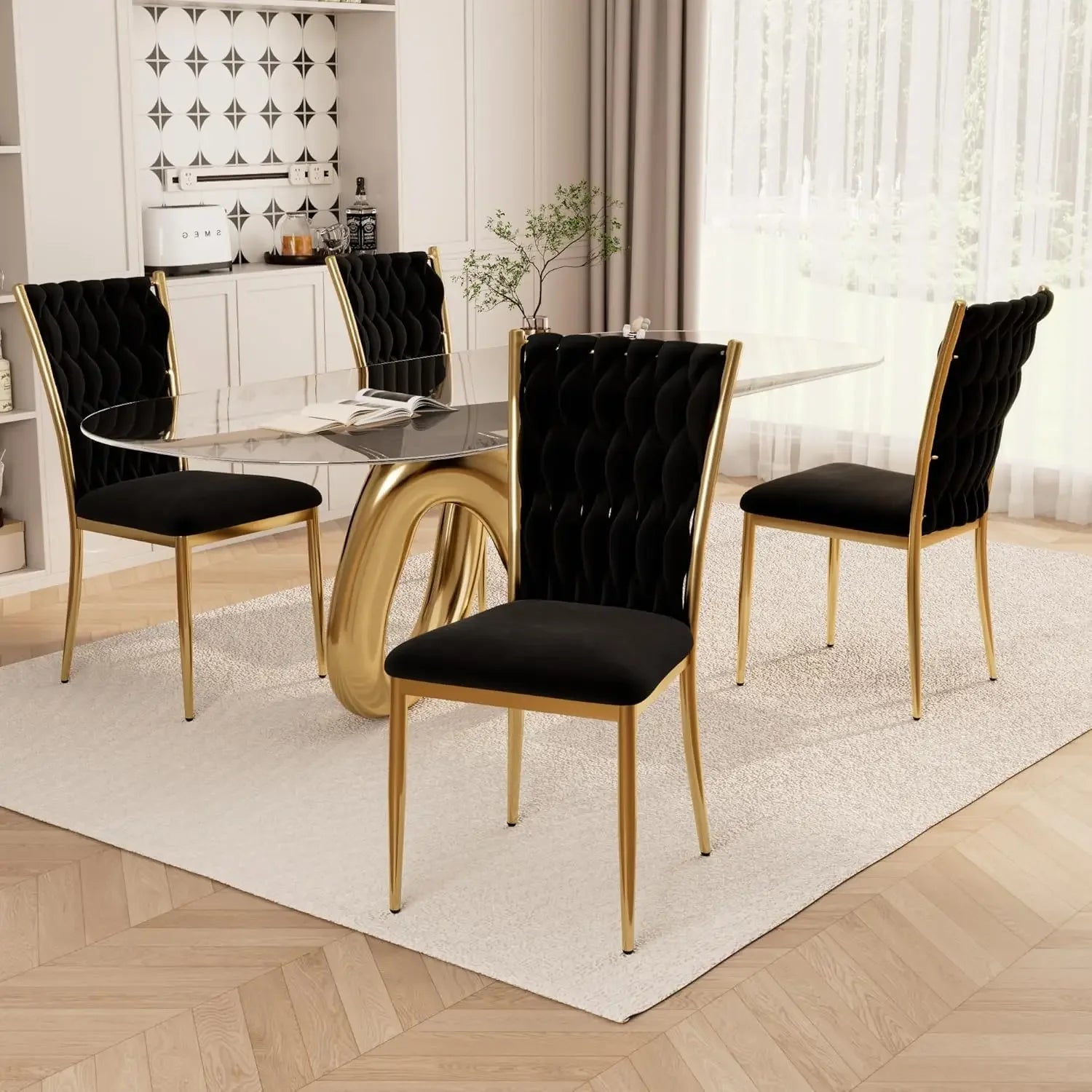 4 Velvet Modern w/Gold Metal Legs