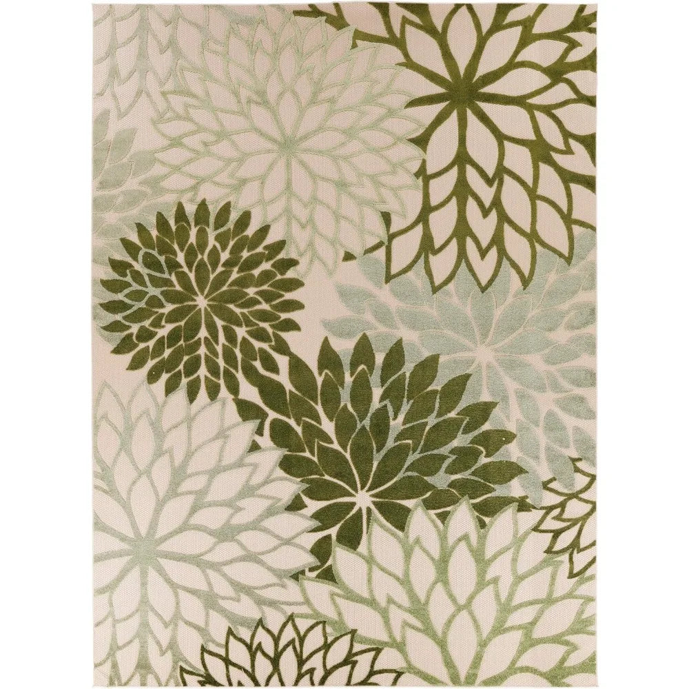 7'10"x10'6" Indoor/Outdoor Ivory/Green