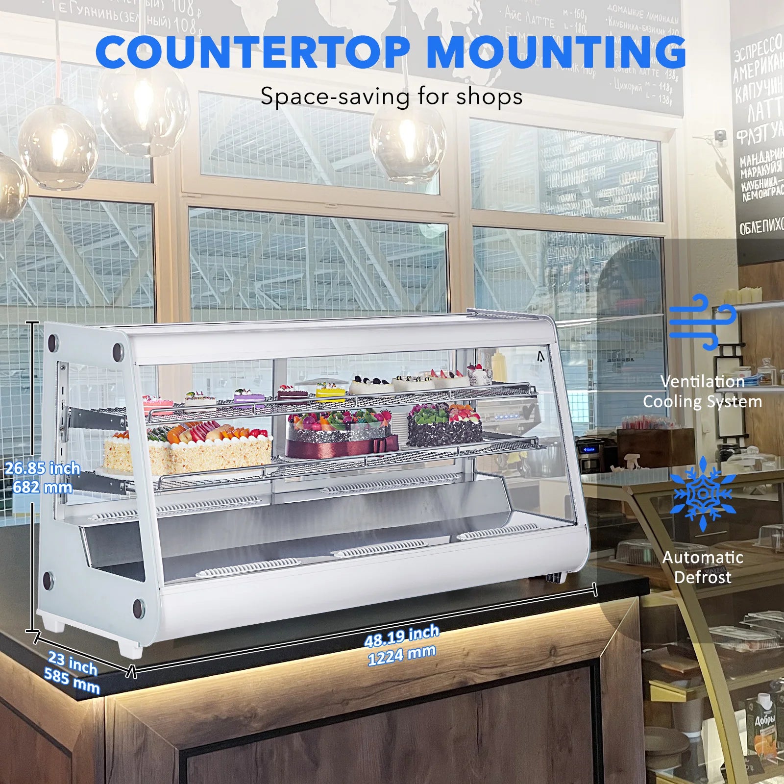 8.1 CF Refrigerated Pastry Display Case Countertop