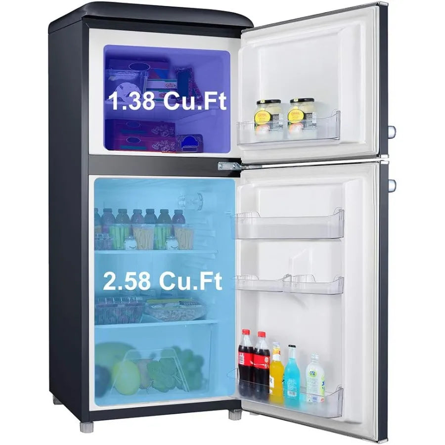 4 CF Retro Compact Refrigerator Dual Doors
