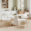 4 Boucle Upholstered Round Gold Leg