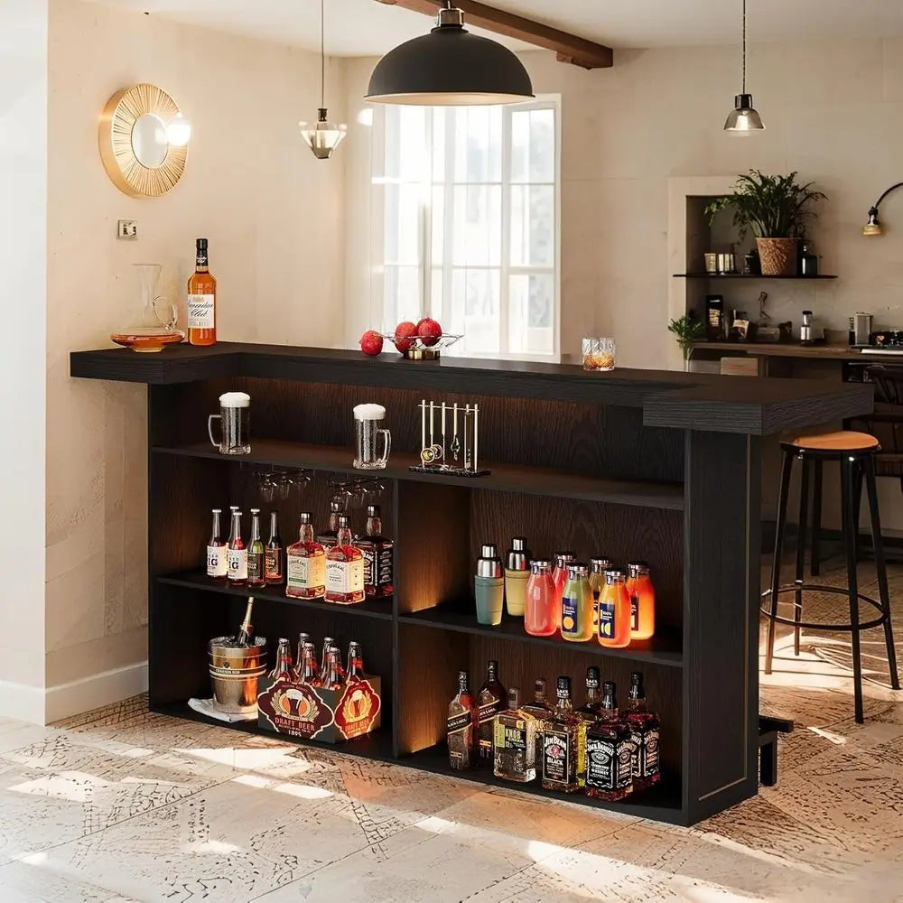4-Tier Large Bar Table w/Wine Rack, Bootrest