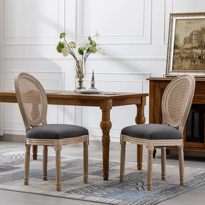 2 French Style Solid Wood Rattan