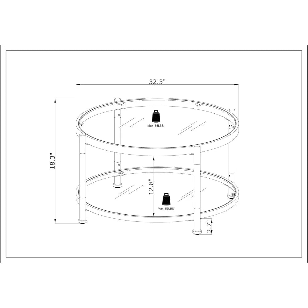 Circle Chrome and Glass Coffee Table