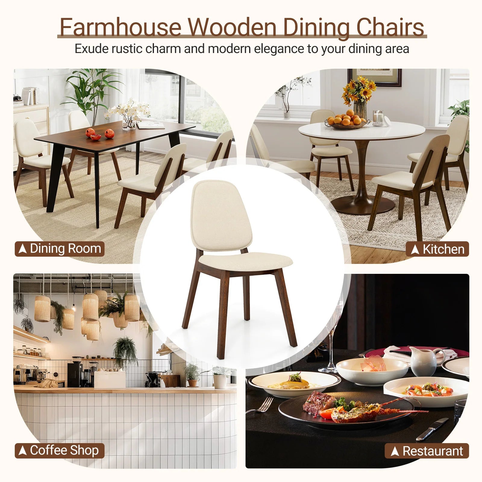 2 Modern Upholstered Backrest Seat
