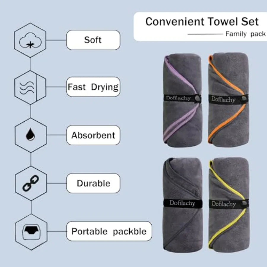 4 Pack Camping Towel Large 24" x 48"